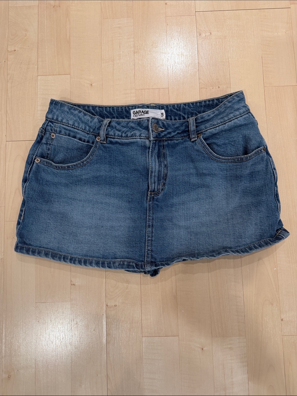 Garage Washed Blue Denim Mini Skirt